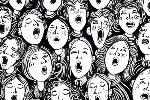 A group of choir singers. Illustration. Music.	