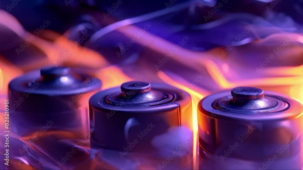 Lithium Battery Fire Hazard Overheating Leads to Safety Risk. Concept