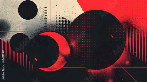 modern vector background with abstract geometric patterns in black and red