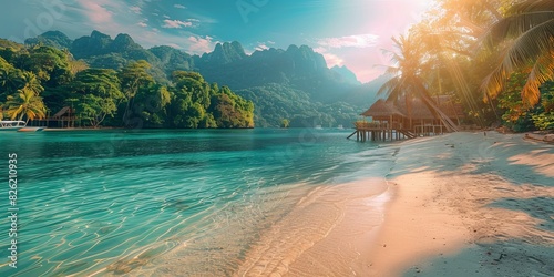 Amazing Sunrise Beach in the Philippines. Relaxing get-away Scenery. Romance background.
