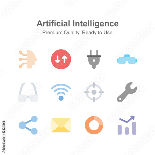 Artificial Intelligence icons set in trendy style up for premium use