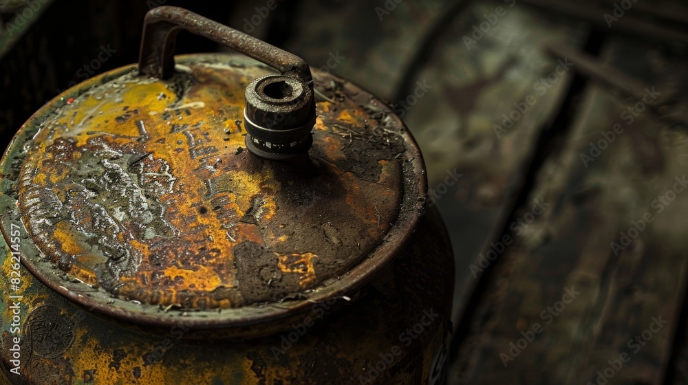The years have worn away at the label but the oil can still holds its precious liquid undeterred by time. The years have worn away at the label but the oil can still holds its precious liquid undeterred by time.