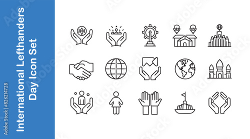 International youth day line icon set with vector collections.
