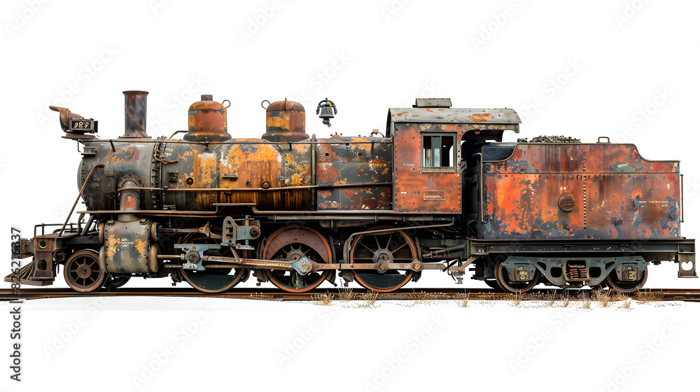 Naklejka premium Old Locomotive Train isolated on white background