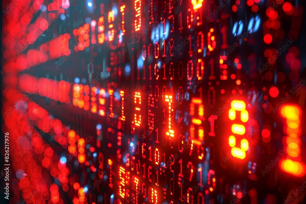 Glowing Red Binary Code Abstract Glowing Red Binary Code Abstract