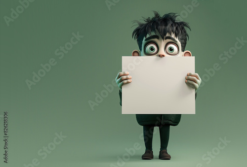 Cute Cartoon Zombie Holding...