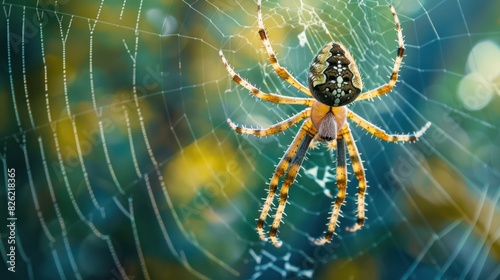 A spider weaving its web.  photo