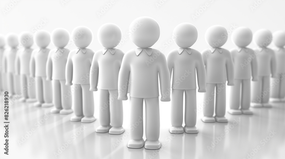 A group of people are running in a blue field. Concept of urgency and chaos as the people are in a hurry to reach their destination A group of people are running in a blue field. Concept of urgency and chaos as the people are in a hurry to reach their destination
