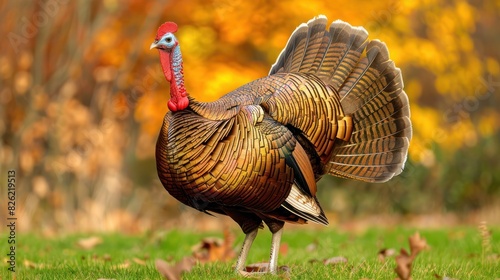 A turkey displaying its plumage. photo