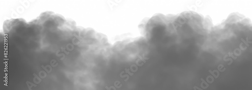Realistic black cloud or smoke. Black fog or smoke on transparent background. PNG image