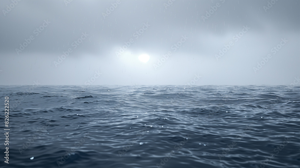 Obraz premium The ocean is rough and stormy, with waves crashing against the shore. The sky is dark and cloudy, adding to the ominous atmosphere. The water is choppy and turbulent, with spray