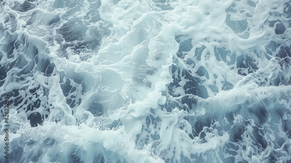 The ocean is rough and stormy, with waves crashing against the shore. The sky is dark and cloudy, adding to the ominous atmosphere. The water is choppy and turbulent, with spray The ocean is rough and stormy, with waves crashing against the shore. The sky is dark and cloudy, adding to the ominous atmosphere. The water is choppy and turbulent, with spray