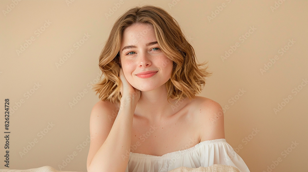 A woman with blonde hair and a white shirt is smiling A woman with blonde hair and a white shirt is smiling