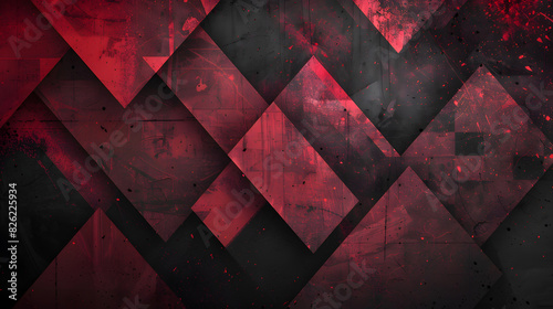 Design a business and technology-themed geometric background with a color palette of red and black photo
