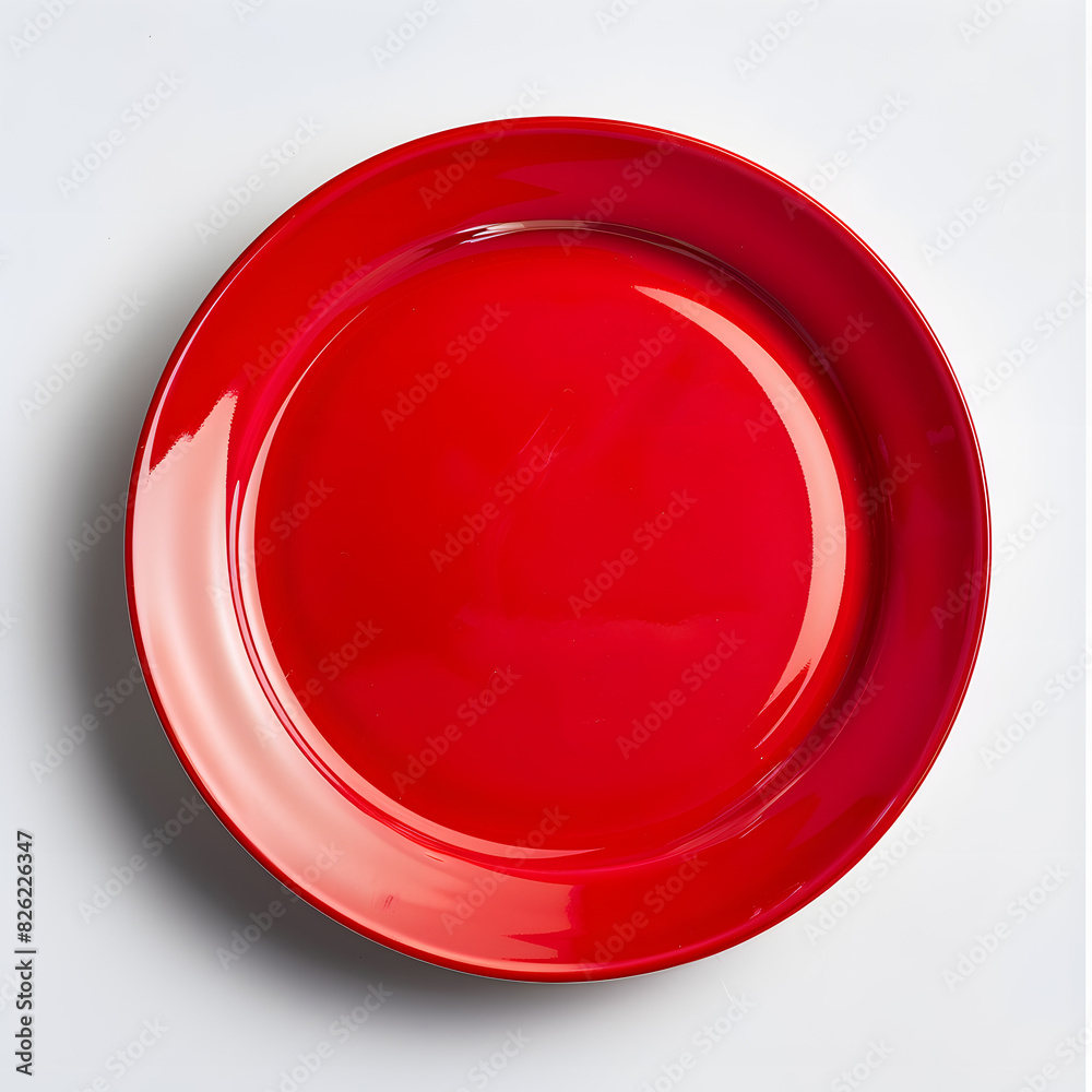 Red Dinner plate top view mock up isolated on white background Red Dinner plate top view mock up isolated on white background