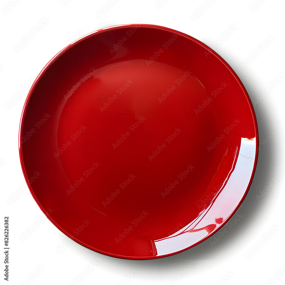 Red Dinner plate top view mock up isolated on white background Red Dinner plate top view mock up isolated on white background