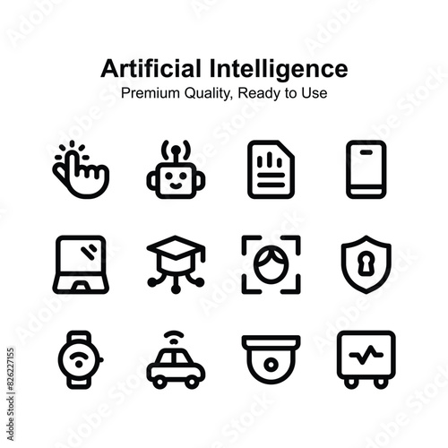 Pack of Artificial Intelligence icons in modern style