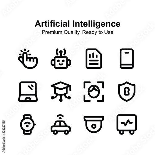 Pack of Artificial Intelligence icons in modern style