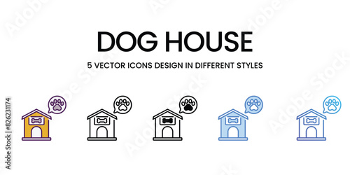 Dog House icons vector set stock illustration.