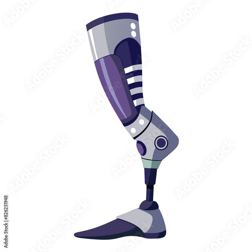 A cartoonstyle prosthetic leg is displayed on a plain white background