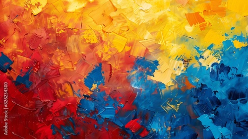 A vivid spectrum of red  blue  and yellow shades interplay in a captivating background  exuding warmth and vibrancy.