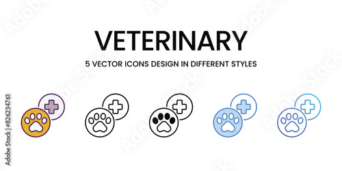 Veterinary icons vector set stock illustration.