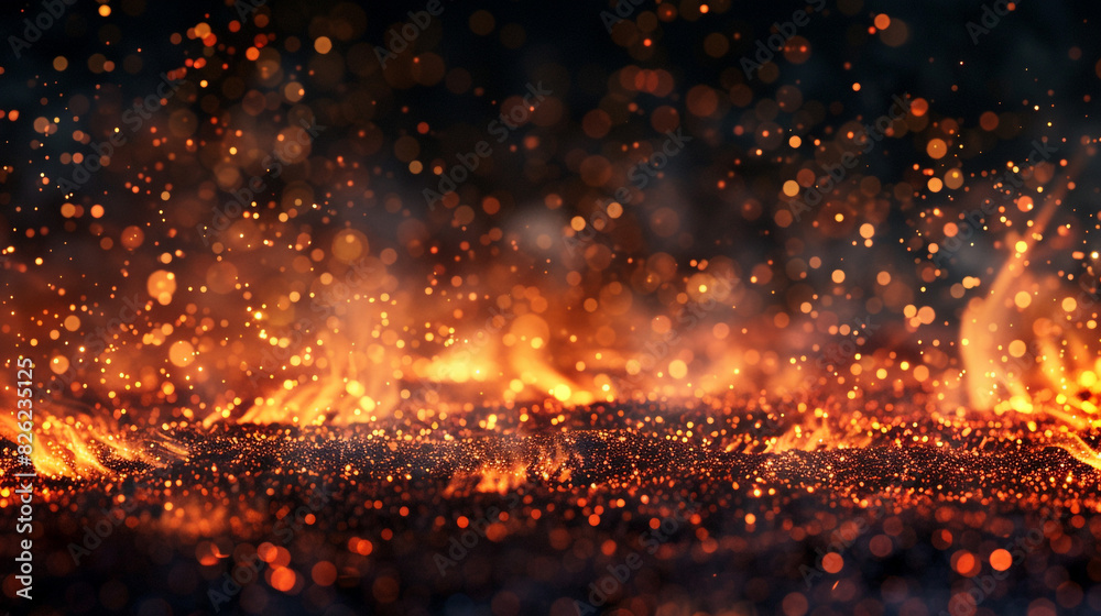 Fire embers particles over black background Fire embers particles over black background