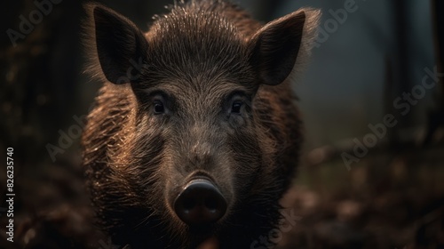 Wild boar. wild boar in the forest. pig. boar. © John Martin