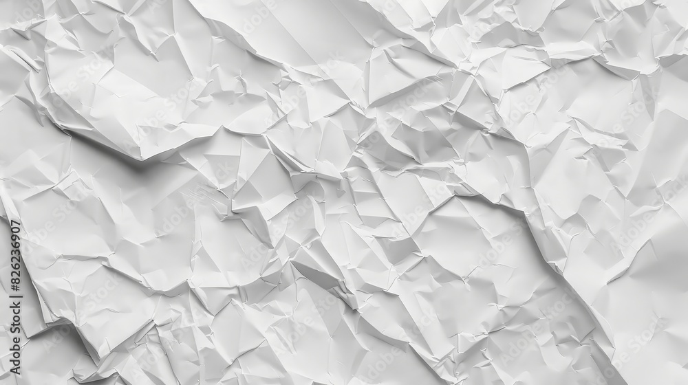 Fototapeta premium A white paper with a lot of wrinkles and creases
