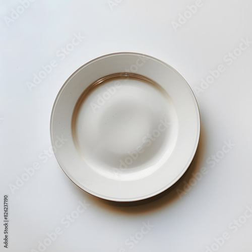 Empty white plate top view mock up isolated on a white background