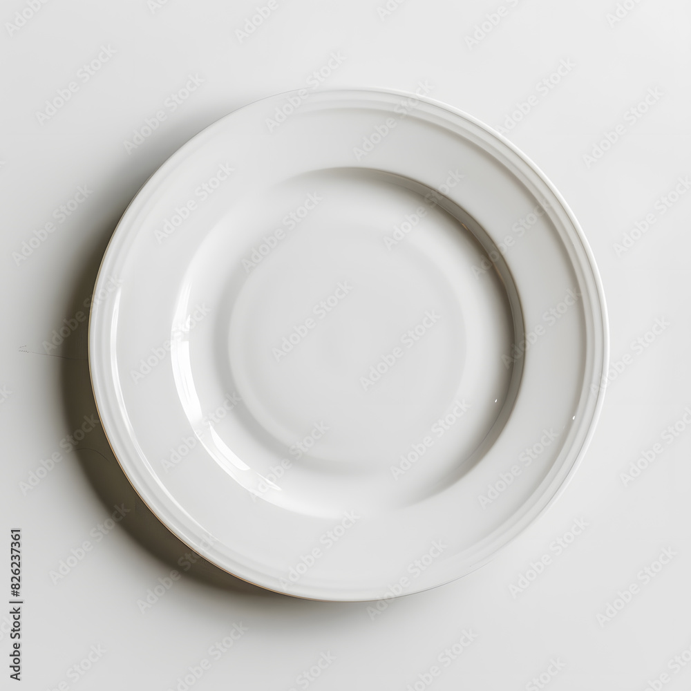 Empty white plate top view mock up isolated on a white background Empty white plate top view mock up isolated on a white background