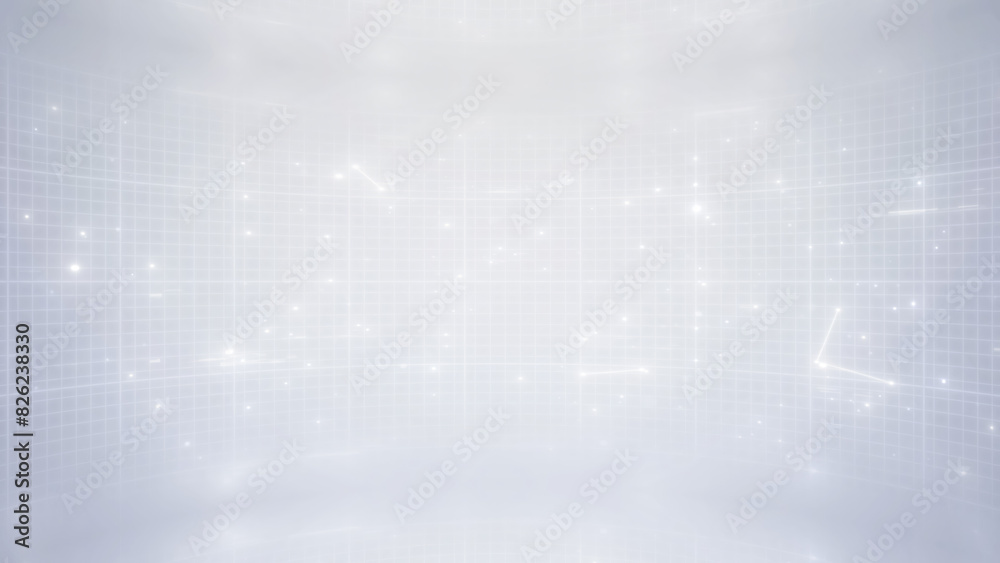Fototapeta premium A sleek gray background featuring white particles arranged in a futuristic grid, symbolizing advanced business solutions and digital transformation. 