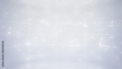 A sleek gray background featuring white particles arranged in a futuristic grid, symbolizing advanced business solutions and digital transformation.	