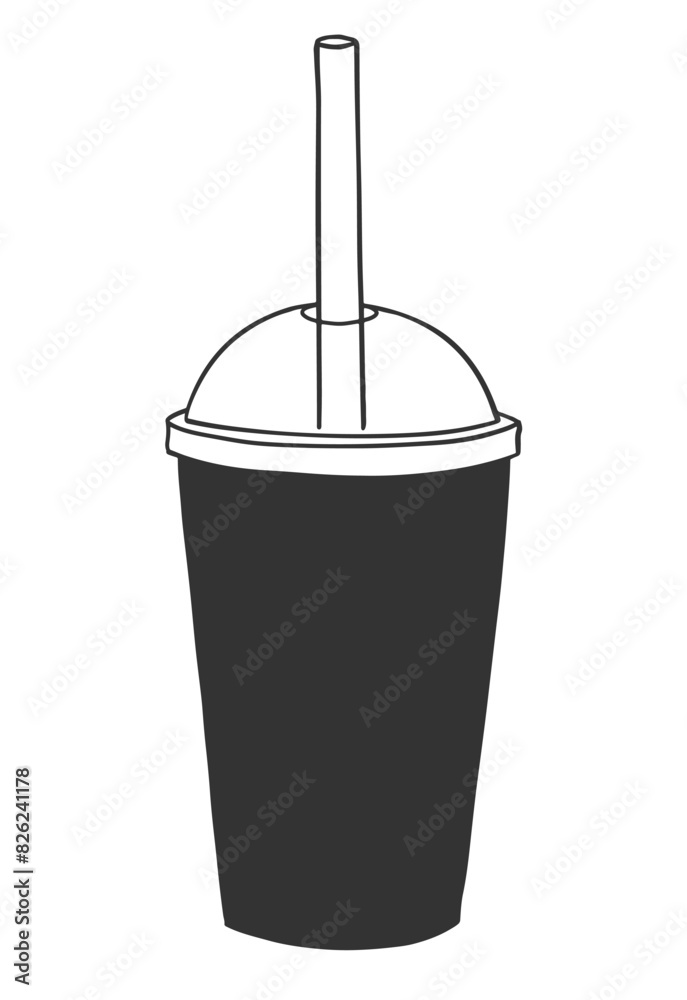 Vector illustration of line art disposable cup Vector illustration of line art disposable cup