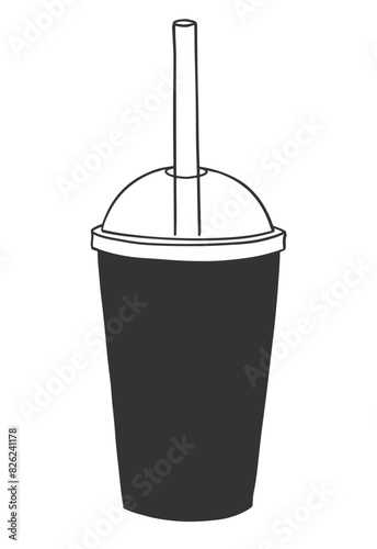 Vector illustration of line art disposable cup