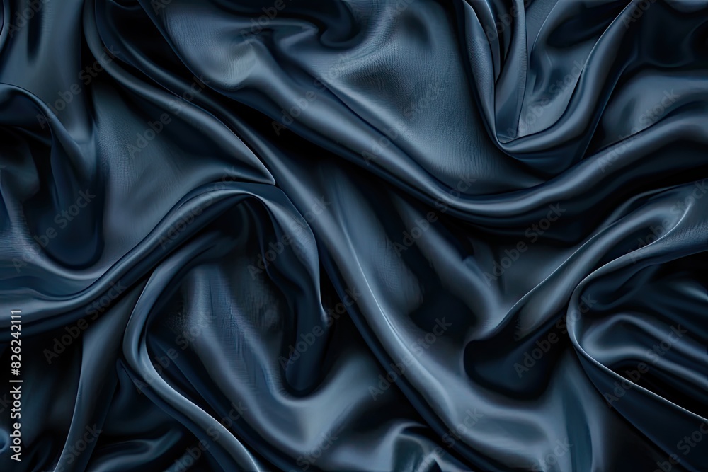 A close up of a blue fabric with a pattern. The fabric is very smooth and shiny A close up of a blue fabric with a pattern. The fabric is very smooth and shiny