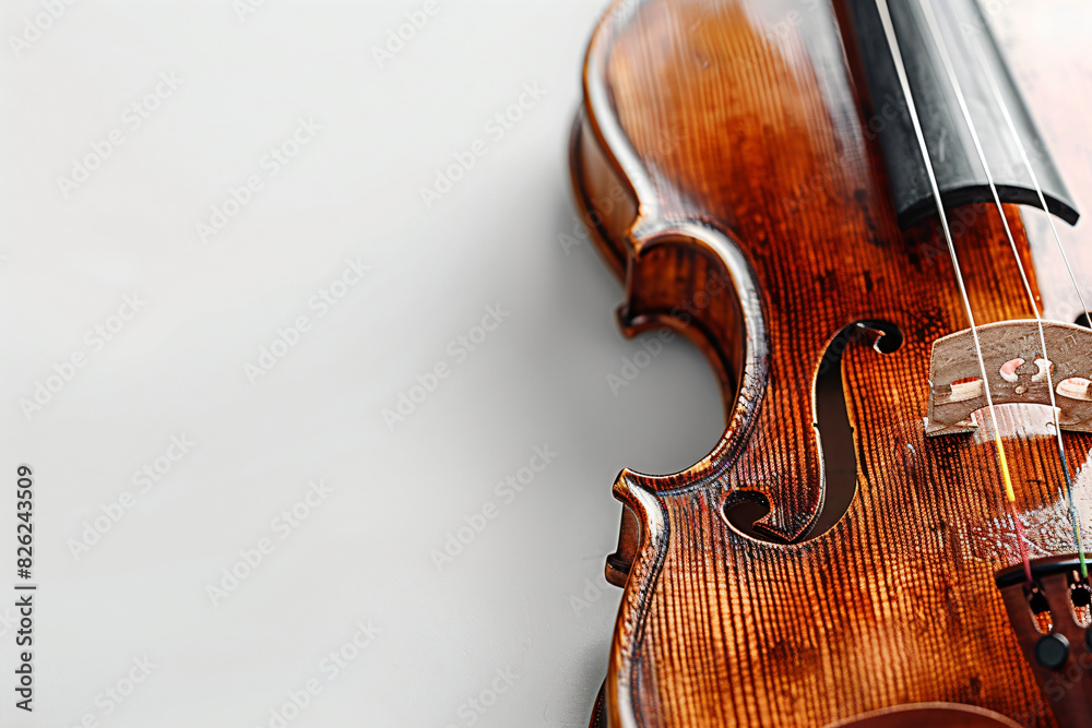Close-up of a classical violin, perfect for music-related content, orchestral promotions, and educational materials about string instruments Close-up of a classical violin, perfect for music-related content, orchestral promotions, and educational materials about string instruments