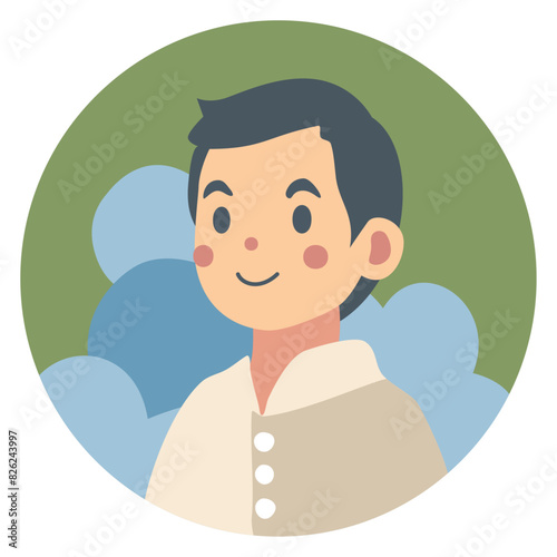 Flat Design Icon of a Smiling Boy - Simple and Clean Vector Avatar Illustration