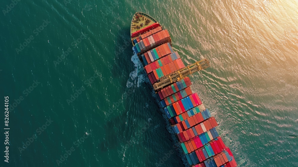 A large ship is sailing in the ocean. The ship is a container ship and is carrying a large number of containers A large ship is sailing in the ocean. The ship is a container ship and is carrying a large number of containers