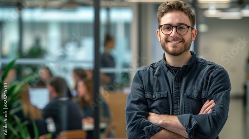 Smiling Man in Modern Office photo