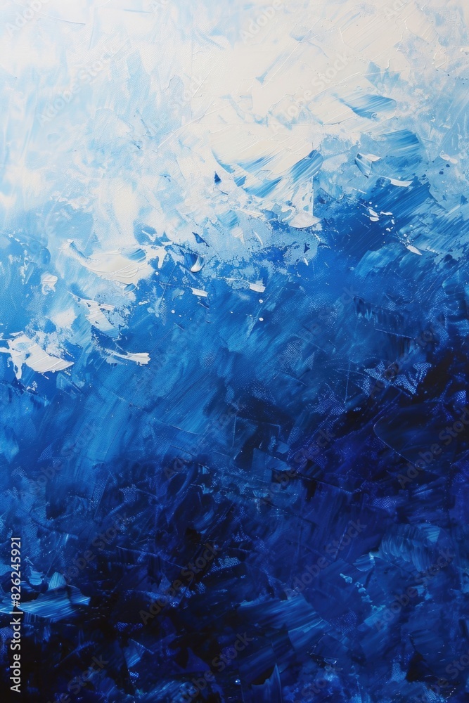 Blue And White Abstract Painting: Serenity of Sky and Sea in Abstract Art