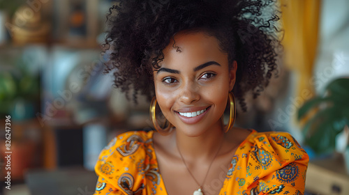 portrait of black woman with fancier orange clothes