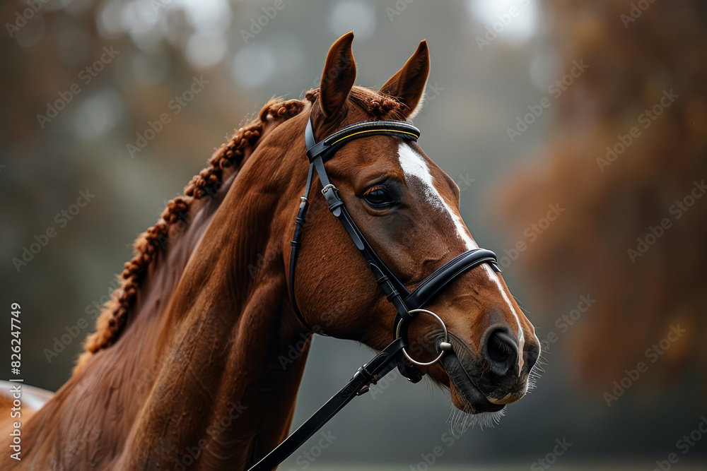 Majestic Chestnut Horse with White Blaze on Forehead Majestic Chestnut Horse with White Blaze on Forehead