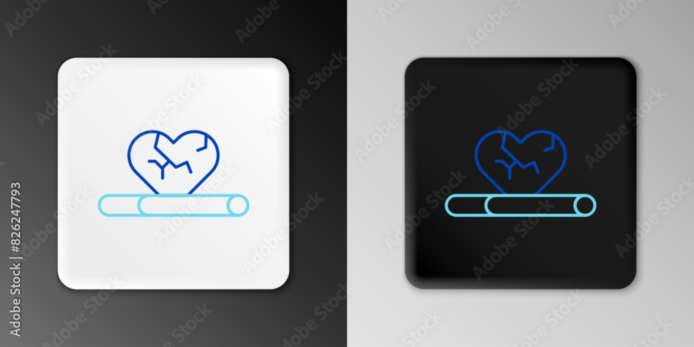 Line Heart disease and death caused with smoking icon isolated on grey background. Colorful outline concept. Vector Line Heart disease and death caused with smoking icon isolated on grey background. Colorful outline concept. Vector