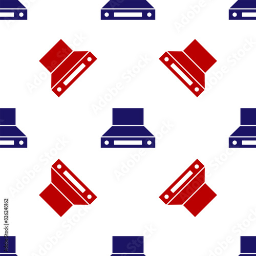 Blue and red Kitchen extractor fan icon isolated seamless pattern on white background. Cooker hood. Kitchen exhaust. Household appliance. Vector
