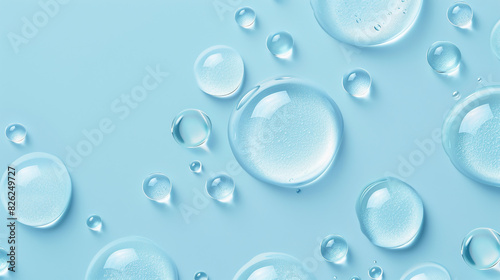 Water drops on blue background. 