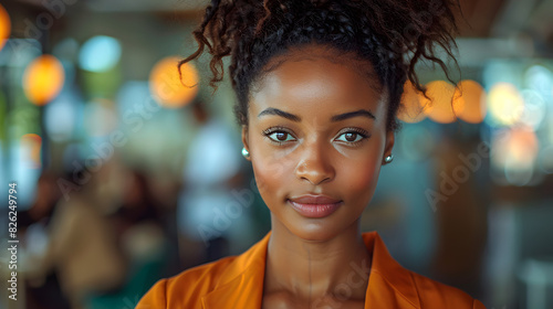 portrait of black woman at restaurant