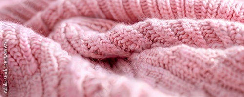 pink knitted sweater closeup.