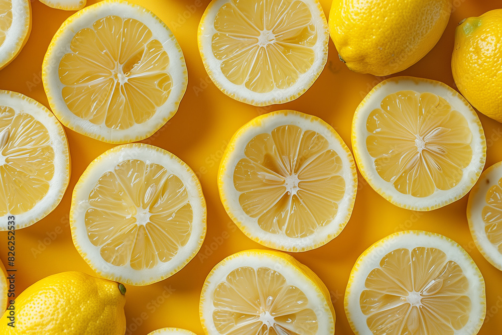 Lemons pattern, top view, 3d render Lemons pattern, top view, 3d render