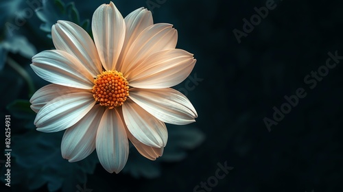 A beautiful flower with white petals and a yellow center. The flower is in focus and has a blurred background.